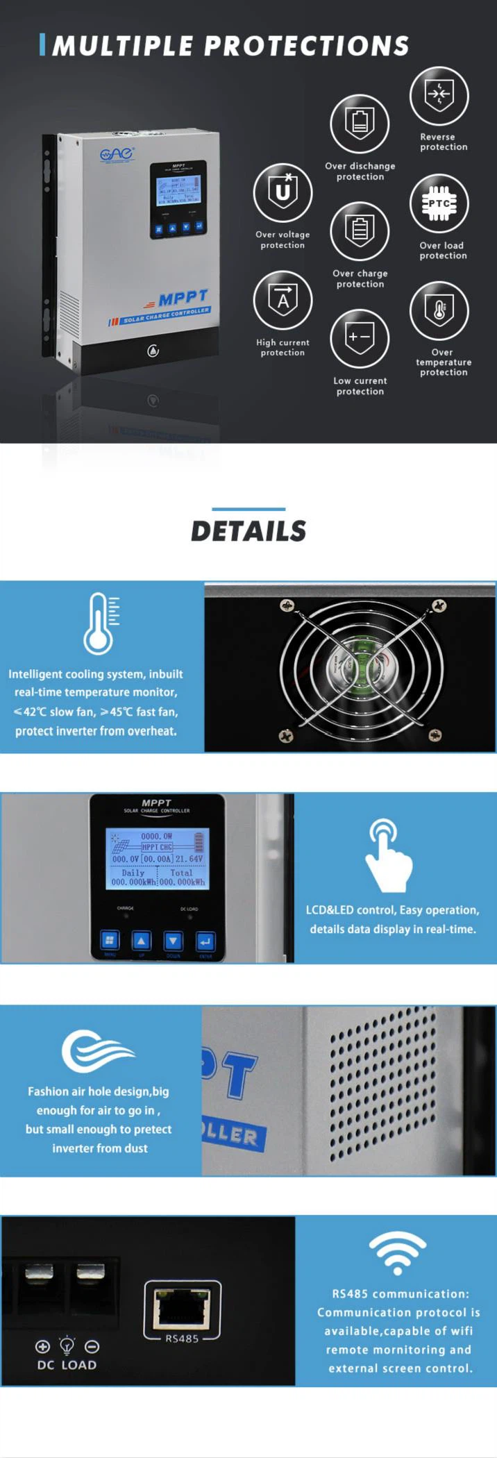 12v/24v/48v mppt solar charge controller